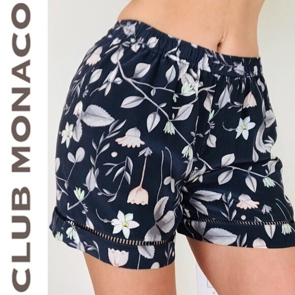Club Monaco Floral Print Silky Boho Pull On Spring Summer Beach Casual Shorts 2 - Picture 9 of 10